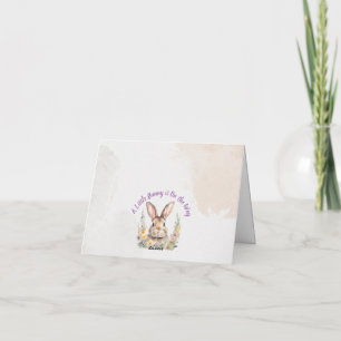 Remerciements Une petite carte de remerciement de lapin en route