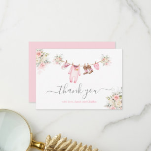 Remerciements Une petite carte de remerciement rose pour Baby Sh