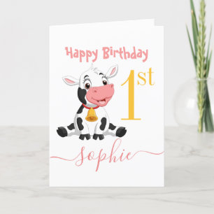 Remerciements Vache ferme Animaux d'anniversaire mignon Carte de