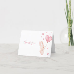 Remerciements Valentine Heart Bunny Baby shower Carte de remerci