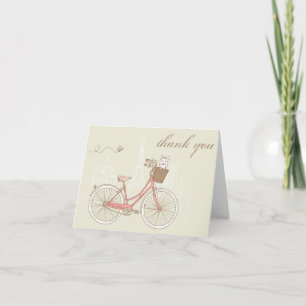 Remerciements Vélo rose vintage avec une carte de remerciement T