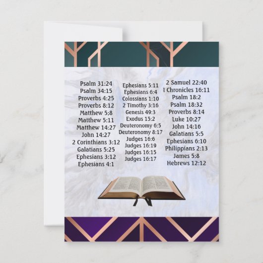 Remerciements Vert de carte de référence d'écriture sainte (Dos)