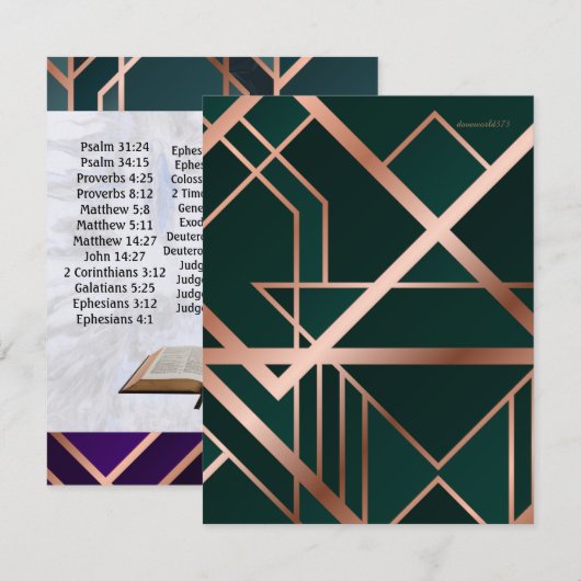 Remerciements Vert de carte de référence d'écriture sainte (Devant / Derrière)