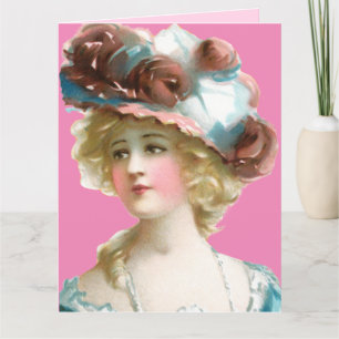 REMERCIEMENTS VICTORIAN LADY WOMAN PENSE À VOUS CARTE DE SALUT