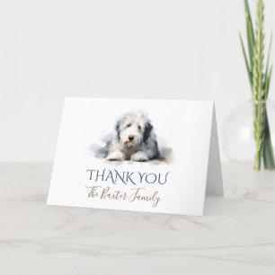 Remerciements Vieux anglais Sheepdog Watercolor Carte de remerci