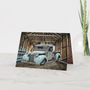 Remerciements Vintage Blue Truck Rustic Barne Carte de remerciem