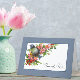 Remerciements Vintage Bluebird Cherry Branches Carte de remercie