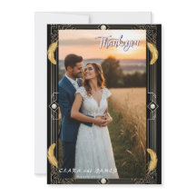 Vintage Glamor Art Mariage photo Carte de remercie