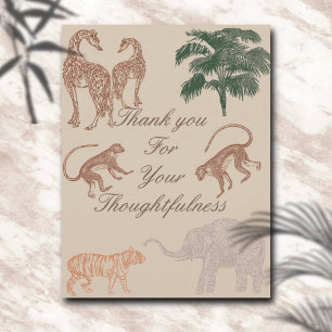 Remerciements Vintage Jungle Safari Baby shower Carte de remerci