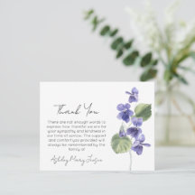 Violet | Carte de remerciement de funérailles Deui