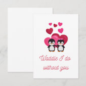 Remerciements Waddle Je ne fais pas sans vous Carte d'amour de p (Devant / Derrière)