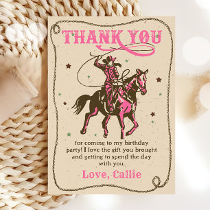 Remerciements Western Cowgirl fête d'anniversaire Carte de remer