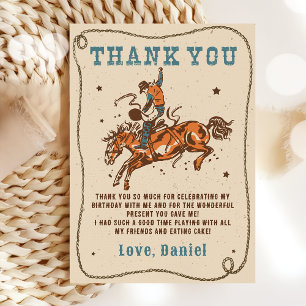 Remerciements Western Rodeo Cowboy fête d'anniversaire Carte de