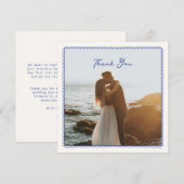 Remerciements Whimsical, bleu dessiné à la main mariage carte de (Devant / Derrière)