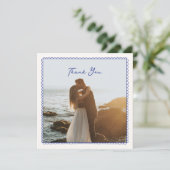 Remerciements Whimsical, bleu dessiné à la main mariage carte de (Debout devant)