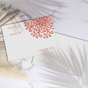 Remerciements Whimsical Orange Red Flourish Carte de remerciemen