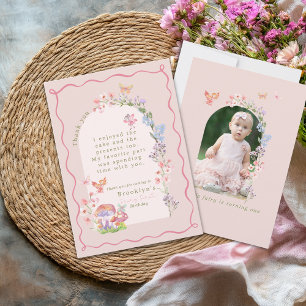Remerciements Whimsical Pink Fairy Premier anniversaire Carte de
