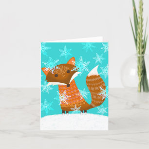 Remerciements Winter Fun Fox BLANK Carte de voeux