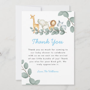 Remerciements Zoo Animaux Garçon Baby shower Carte de remercieme