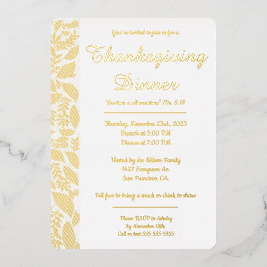 Remercier Feuilles d'automne Foil Invitation (Recto)