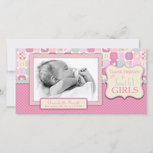 Remerciez le carte photo de fille de ciel (Devant)