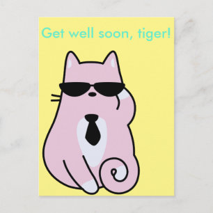 Remets-toi vite, tigre ! - Carte postale Cool Pink