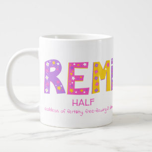 Remi meisjesnaam: roze paarse bloemsterren extra grote beker