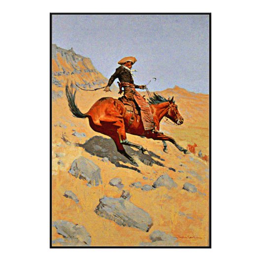 Remington - De Cowboy, beroemd schilderij Foto Afdruk (Voorkant)