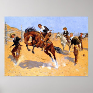 Remington - Laat hem los, Bill - Cowboy kunst Poster