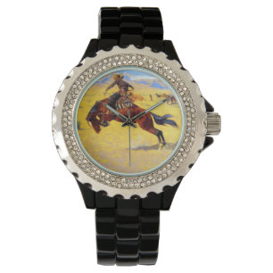 Remington Old West Horse and Cowboy Horloge