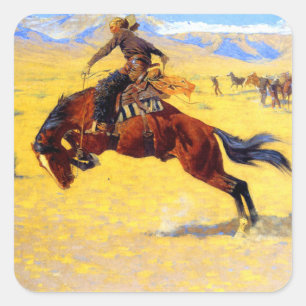 Remington Old West Horse and Cowboy Vierkante Sticker