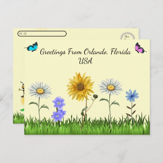 Remise Florale De La Carte Postale (Devant / Derrière)