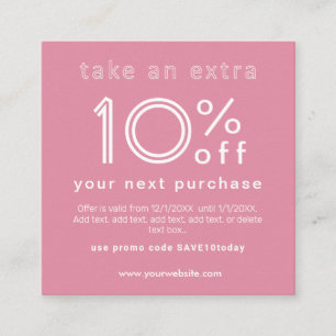 Remise sur le prochain carte de visite d'achat