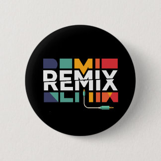Remix Audio | DJ Muziek Retro Geometrische Grafiek Ronde Button 5,7 Cm