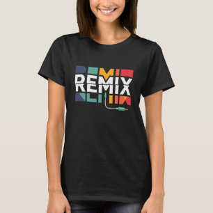 Remix Audio DJ Muziek Retro Geometrische Grafiek T-shirt