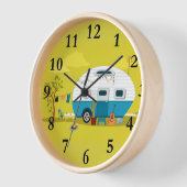 Remorque Animée Camper horloge murale ronde (Angle)