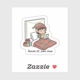 Remote Elf Chaos – Funny Christmas Work from Home  Sticker