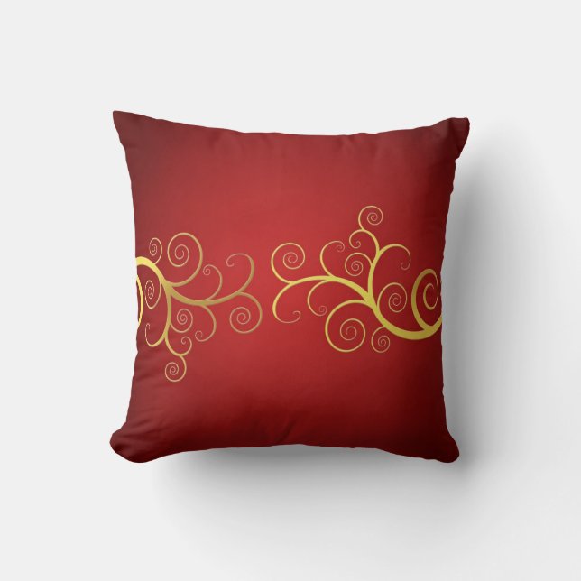 Remous d'or sur le coussin élégant rouge (Recto)