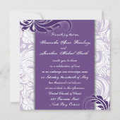 Remous élégants pourpres et blancs de faire-part (Dos)