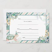 Remplir en blanc invitation tortue or et vert (Devant)