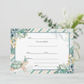 Remplir en blanc invitation tortue or et vert (Debout devant)