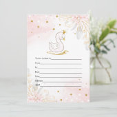 Remplir invitation cygne rose or aquarelle (Debout devant)