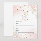 Remplir invitation cygne rose or aquarelle (Devant / Derrière)