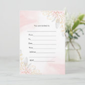 Remplir invitation floral aquarelle rose or (Debout devant)