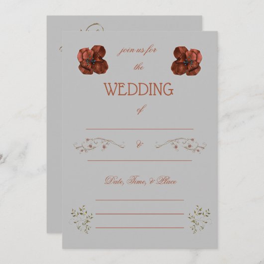 Remplir le Faire-part de mariage vide (Devant / Derrière)