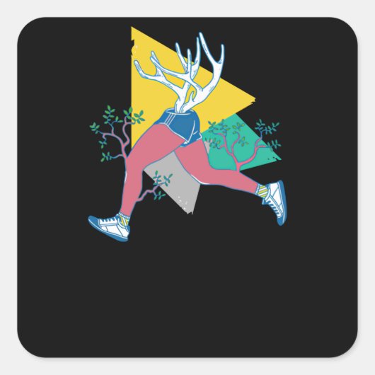 Ren als een Deer Vierkante Sticker (Voorkant)
