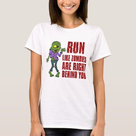 Ren als Zombies achter je T-shirt (Voorkant)
