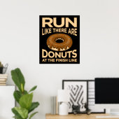 Ren alsof er donuts marathon runner is poster (Thuiskantoor)