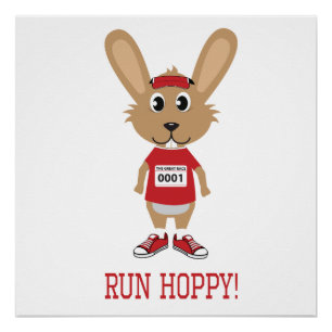 Ren Hoppy! Rabbit Runner in Red Perfect Poster
