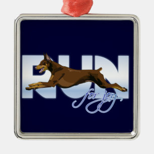 Ren naar Joy, Red Doberman Metalen Ornament